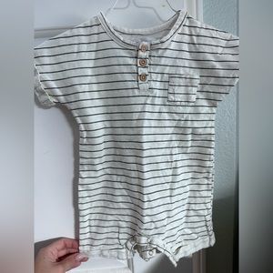 Off white and black stripe onesie